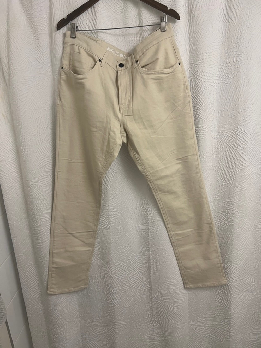 Buffalo David Bitton Men's Cream Slim Straight Jeans